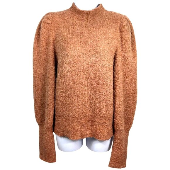 Express Womens Brown Textured Puffed Shoulders Long Sleeve Sweater Size L - Picture 1 of 6
